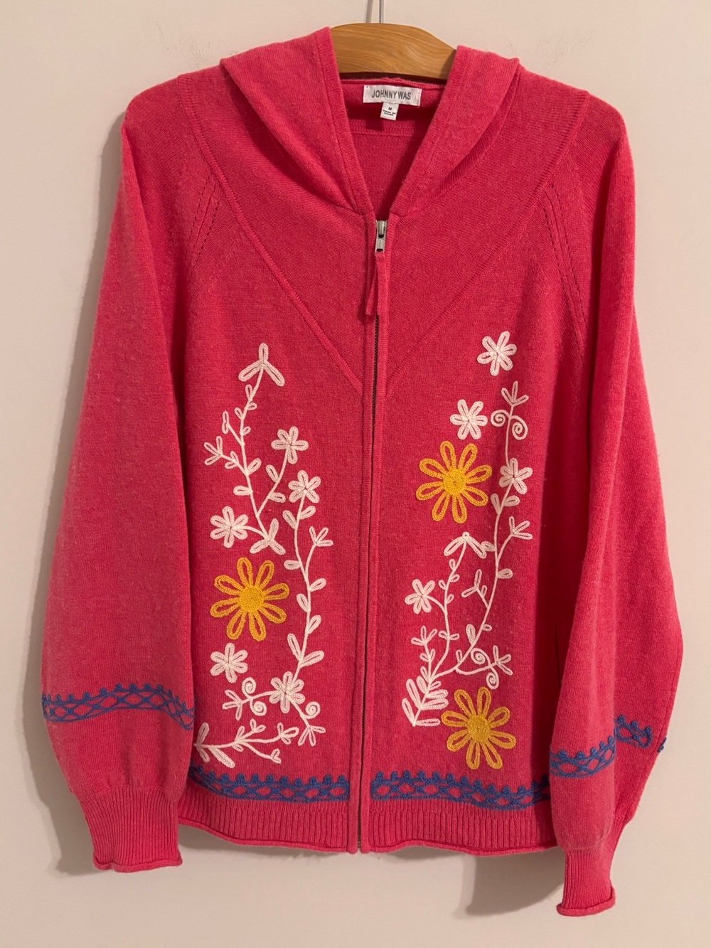 Johnny Was RYAN ZIP UP Cashmere Wool Blend Sweater HOODIE